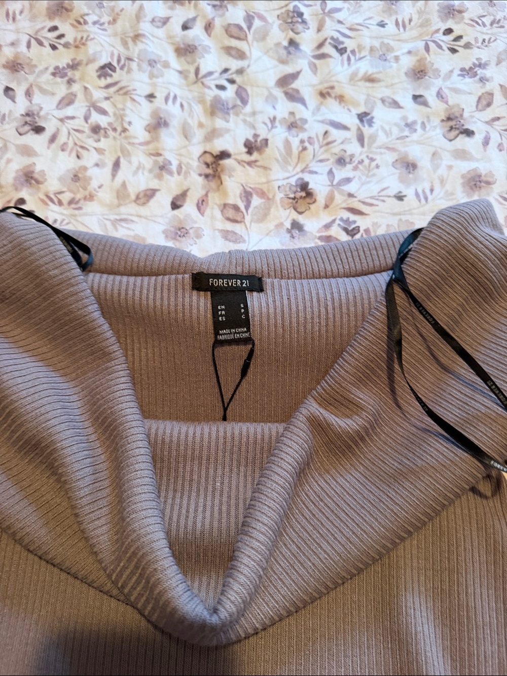 Forever 21 Ribbed Off-the-Shoulder Foldover Sweater - Brown - Picture 2 of 2